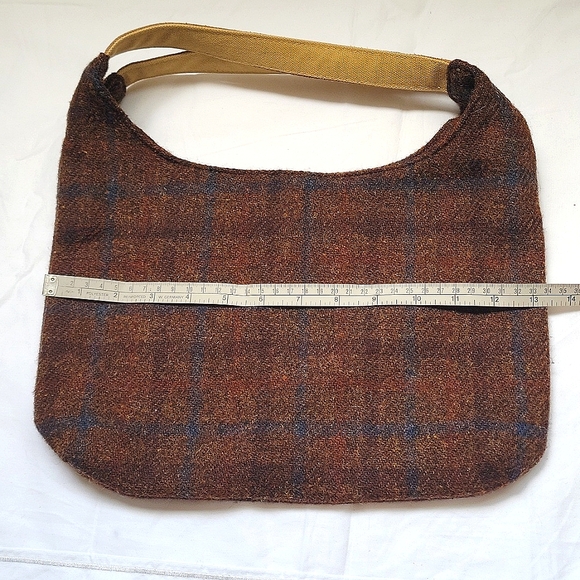 HARRIS TWEED BROWN Leather Straps. Brown Blue Bag. Shoulder Bag - Picture 10 of 15